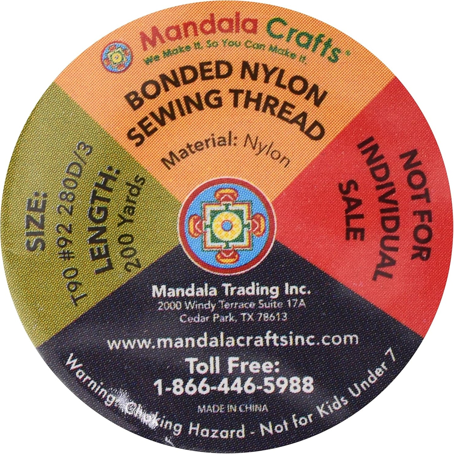 Mandala Crafts Bonded Nylon Thread 12 Neutral Colors Heavy Duty Sewing Threads - 2400 YDs Size 92 280D T90 Tex 90 Thread for Leather Jeans Weaving Outdoor Marine Upholstery Threads