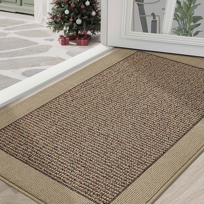 BEQHAUSE Indoor Door Mat 36" x 60", Dirt Trapper Door Mats Non-Slip Entryway Rugs Washable, Resist Dirt Absorbent Welcome Mat, Low Profile Floor Mats for Front Back Door and Entryway, Taupe