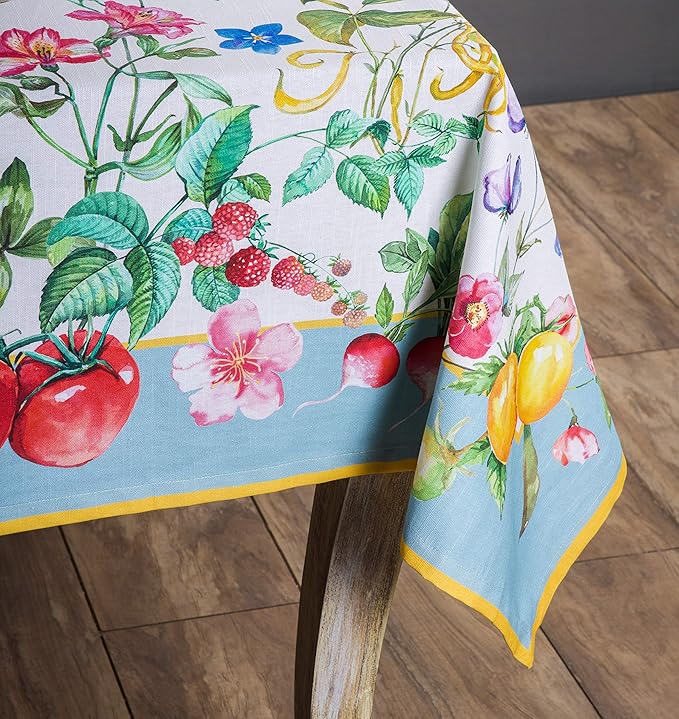 Maison d' Hermine Table Cloth Rectangle Table 100% Cotton 60 x 108 Inches Tablecloth Reusable Decorative Everyday Use for Dining Room, Farmhouse, Home, Party, Festive & Wedding Spring Summer - Giverny