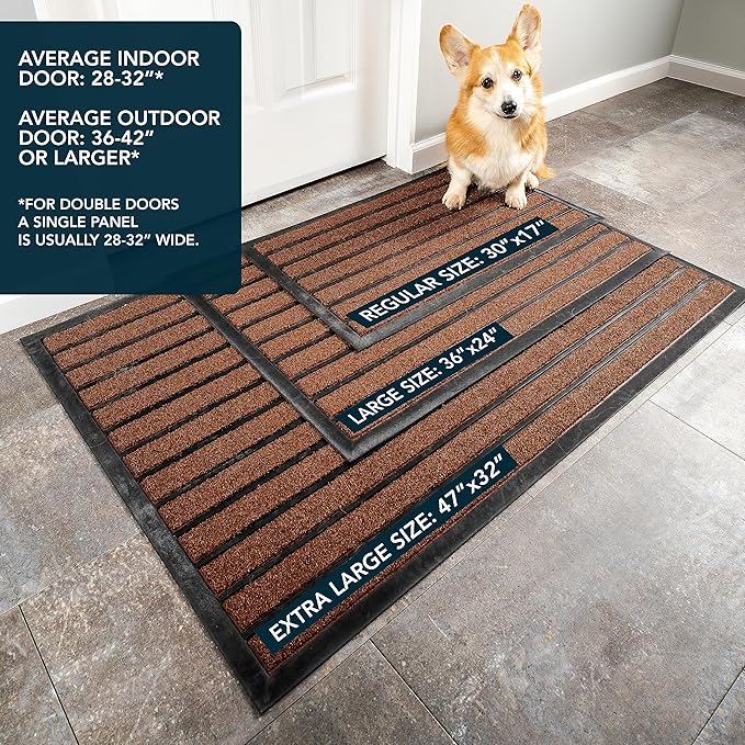 ubdyo Extra Durable Door Mat - Dirt Trapping Outdoor Welcome Mats - Non-Slip Outdoor Indoor Entrance - Low Profile Front Doormat (47" x 32", Bright Burgundy)