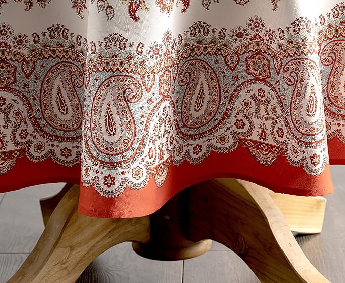 Maison d' Hermine Table Cloth Round Table 100% Cotton 63 Inches Fall Tablecloth Reusable Everyday Use for Thanksgiving Christmas Decorations Dining Farmhouse Party (Cachemire)