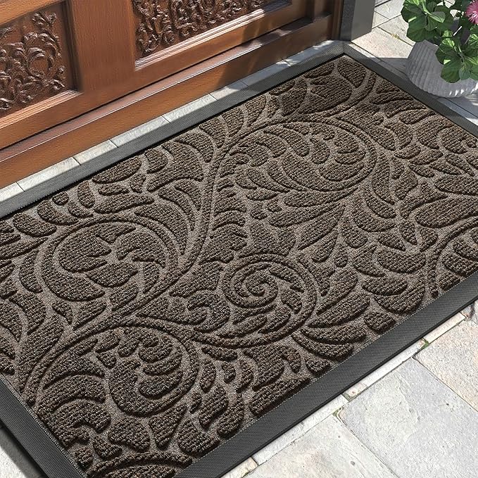 Yimobra Large Door Mat Outside Entrance 36x24, Waterproof Sturdy Outdoor Mats for Front Door, Heavy Duty Non-Slip Doormat for Garage Patio Entryway Indoor, Easy Clean, Brown