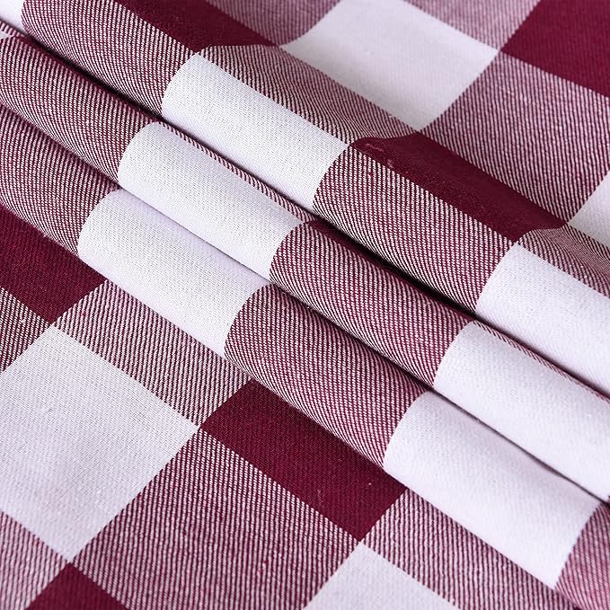 Tosewever Buffalo Check Plaid Farmhouse Table Runner, Cotton Polyester Blend Classic Family Dinner Table Runners for Indoor Outdoor Parties Events Home Decoration (Red and White, 14 x 72 Inch)