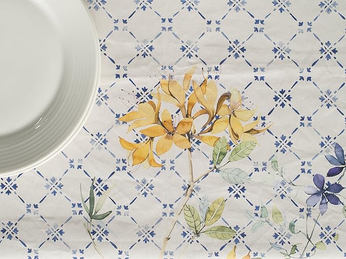 Maison d' Hermine Table Cloth Rectangle Table 100% Cotton 60 x 120 Inches Tablecloth Reusable Decorative Everyday Use for Dining Room, Farmhouse, Home, Party, Festive & Wedding Spring Summer - Faience