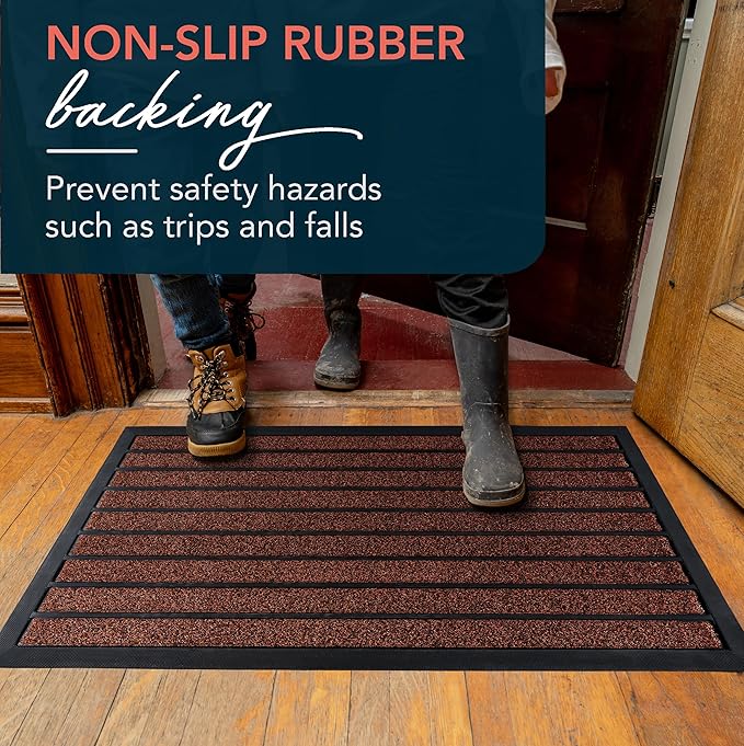 ubdyo Extra Durable Door Mat - Dirt Trapping Outdoor Welcome Mats - Non-Slip Outdoor Indoor Entrance - Low Profile Front Doormat (32" x 20", Bright Burgundy)