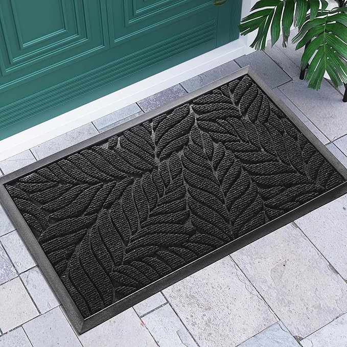 Yimobra 36x24 Large Door Mat Outdoor Indoor, All-Season Waterproof Door Mat Outside Entrance, All-Weather Non-Slip Outside Doormat for Garage Patio Entryway, Black