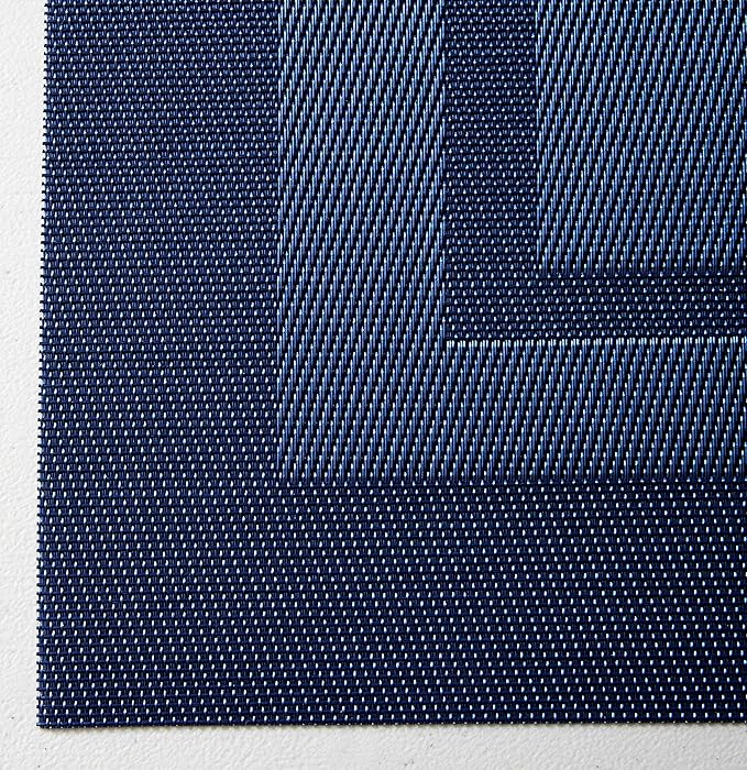 DII PVC Tabletop Collection Woven Indoor/Outdoor, Placemat Set, 13x17.25, Nautical Blue, 6 Piece