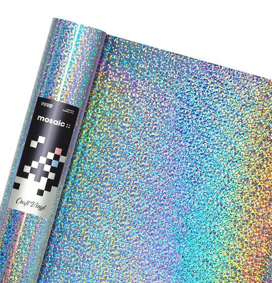 VViViD Mosaic+ Silver Holographic Glitter 1ft x 5ft Crafting Vinyl Crinkle-Free 8yr UV Finish Crafting Vinyl