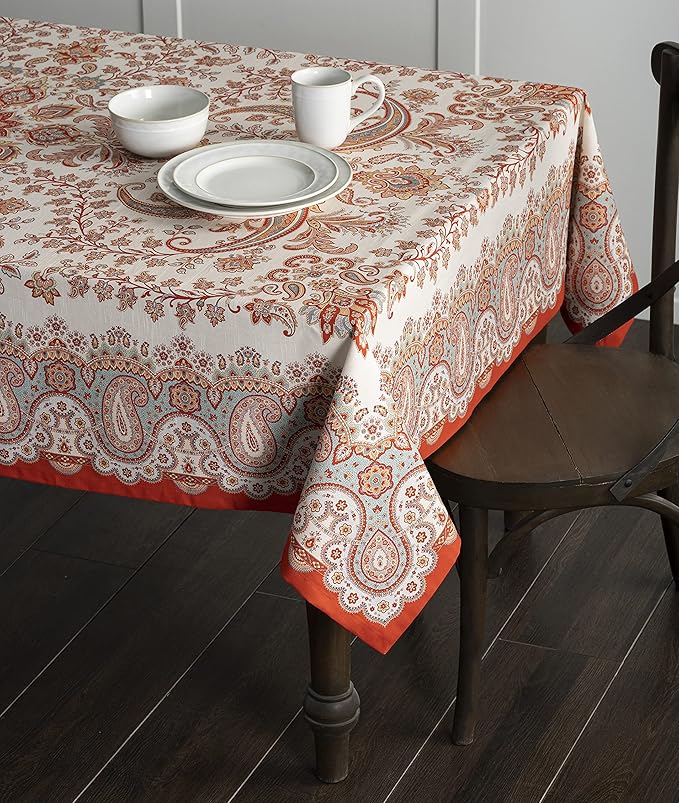 Maison d' Hermine Table Cloth Rectangle Table 100% Cotton 54 x 72 Inches Fall Tablecloth Reusable Everyday Use for Thanksgiving Christmas Decorations Dining Farmhouse Party (Cachemire)