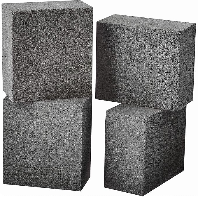 Heavy Duty, Non-Toxic Black Grill Brick Cleaner 4 Pack Reusable Chemical Free BBQ Pumice Cleaning Block for Flattops, Grills and Griddles. Non Scratch Grillstone is the Perfect Barbecue Scouring Tool