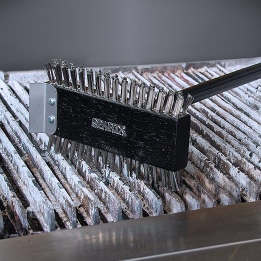 SPARTA 4029000 Stainless Steel Grill Brush, Grill Scraper With Metal Bristles, 30.5 Inches, Black