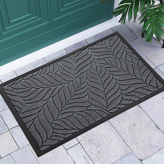 Yimobra 36x24 Large Door Mat Outdoor Indoor, All-Season Waterproof Door Mat Outside Entrance, All-Weather Non-Slip Outside Doormat for Garage Patio Entryway, Grey