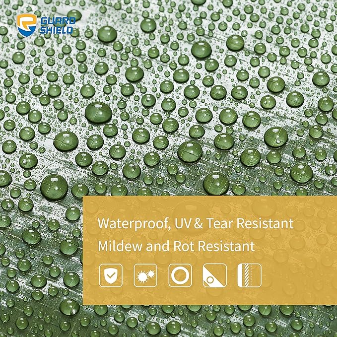 GUARD SHIELD Green Tarp Waterproof 12x14 Feet Medium Duty All Purpose Poly Tarps Cover 7mil