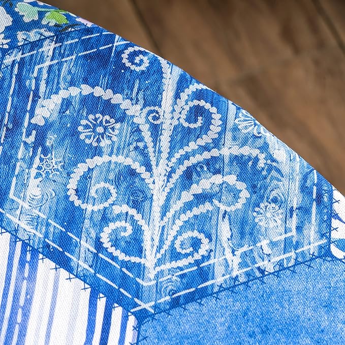 Maison d' Hermine Table Cloth Round Table 100% Cotton 69 Inches Tablecloth Reusable Decorative Everyday Use for Dining Room, Farmhouse, Home, Party, Festive & Wedding Spring Summer - Summer Blues