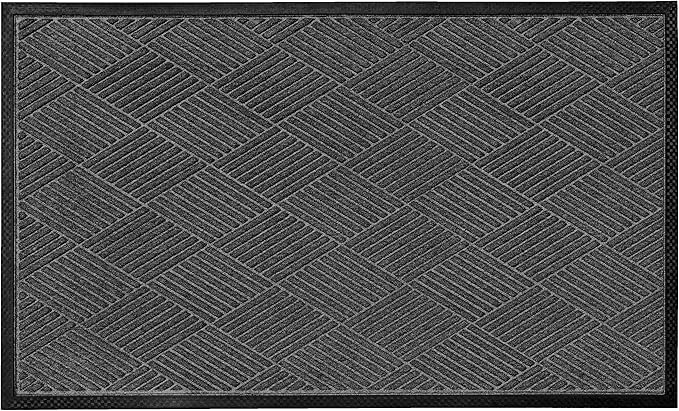 Ecomills Deluxe Diamond Entrance Door Mat, X-Large Heavy Duty Absorbent Rubber Rug, Charcoal, 3’ X 5’ feet