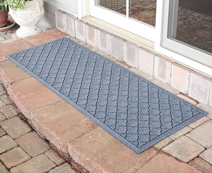 WaterHog Heavy Duty Runner Door Mat, 2' x 5', Made in USA, Durable & Skid-Resistant Entryway Mat, Water-Trapping, Indoor/Outdoor Decorative Floor Covering, Cordova Collection, Bluestone