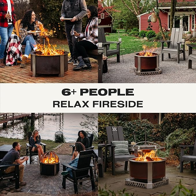 Breeo Smokeless Fire Pit (X Series 24, Corten Steel) | 27.5 inch Smokeless Firepit for Outside | 62 Pounds | Ideal for Families, Gifts for Dad | Compatible with Wide Range of Breeo Accessories