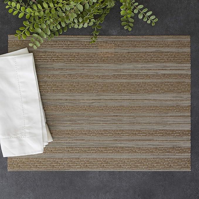 DII PVC Tabletop Collection Woven Indoor/Outdoor, Placemat Set, 13x17.25, Gold, 6 Piece