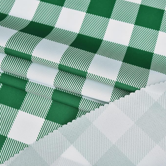 Waterproof Plaid Tablecloth Fabric - Round 120 Inch Classic Gingham Checker Table Cloth for Indoor/Outdoor Use - Buffalo Table Cover for Picnics, BBQs, and Parties