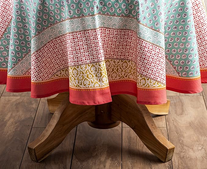 Maison d' Hermine Table Cloth Round Table 100% Cotton 63 Inches Tablecloth Reusable Decorative Everyday Use for Dining Room, Farmhouse, Home, Party, Festive & Wedding Spring Summer - Provence