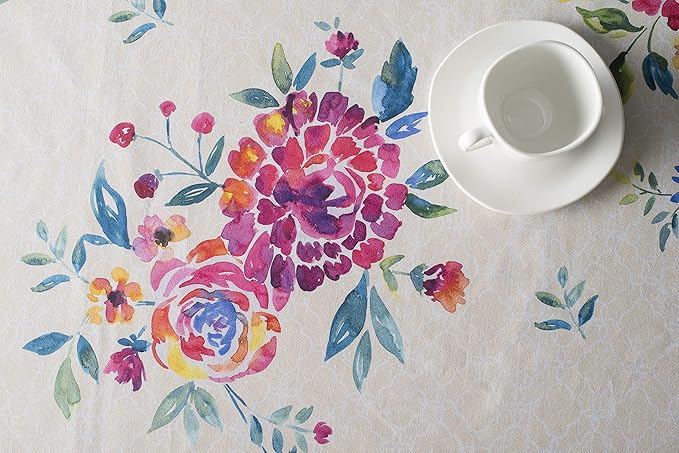 Maison d' Hermine Table Cloth Square Table 100% Cotton 54 x 54 Inches Tablecloth Reusable Decorative Everyday Use for Dining Room, Farmhouse, Home, Party, Festive & Wedding Spring Summer - Rose Garden