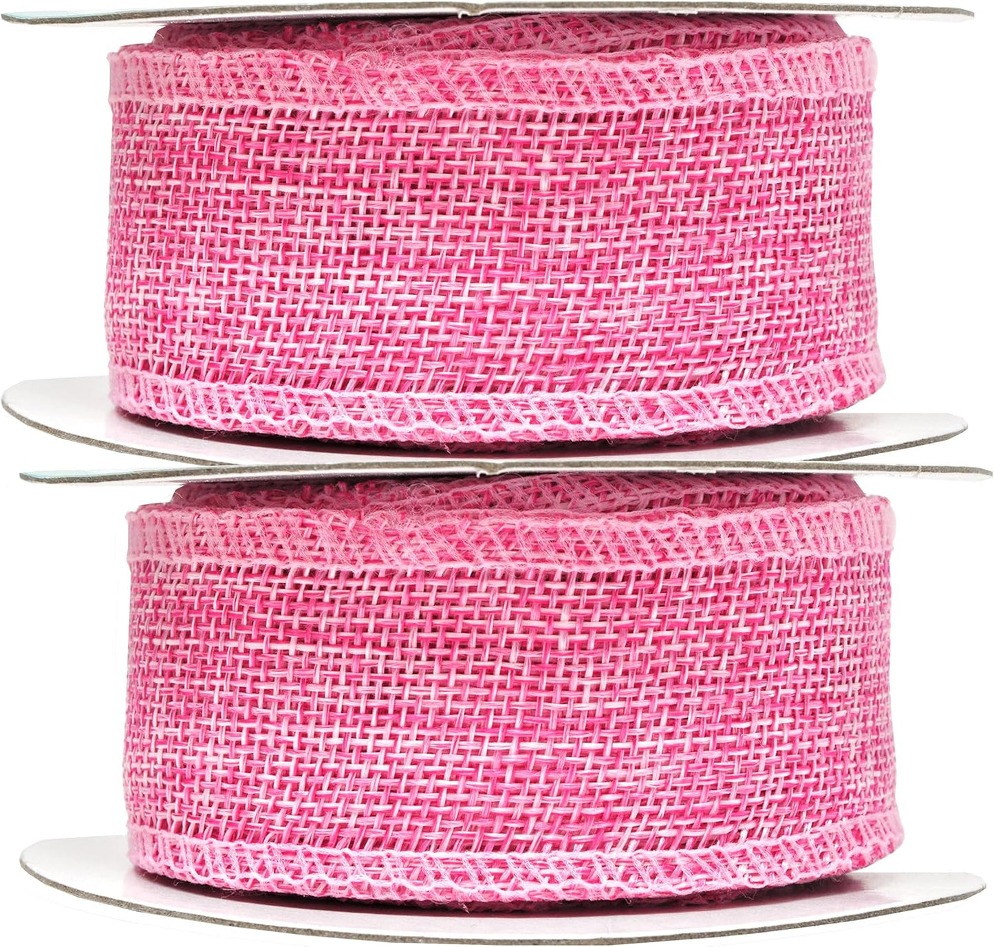 Mandala Crafts Pink Burlap Ribbon 1.5 Inches Wide Jute Ribbons for Crafts - 20 Yds Roll Rustic Burlap Wrap Trim Ribbons for Wreaths Bows Wedding Party Decoration