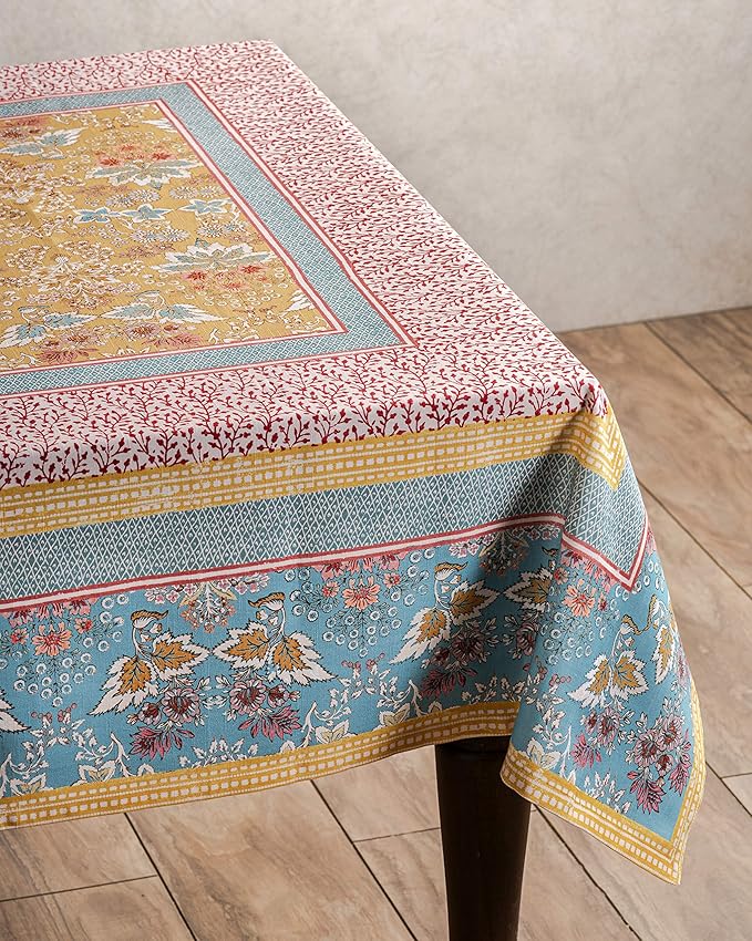 Maison d' Hermine Table Cloth Rectangle Table 100% Cotton 70 x 140 Inches Tablecloth Reusable Decorative Everyday Use for Dining Room, Farmhouse, Home Party, Festive & Wedding Spring Summer - Marquise