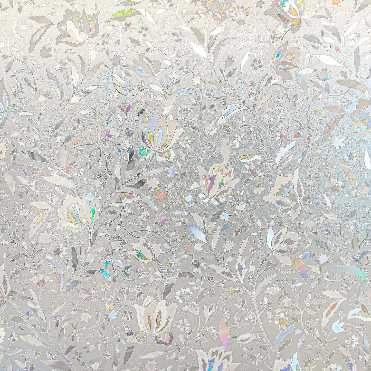 Hilarious Privacy Window Film, Tulip Window Vinyl, Stained Glass Static Stickers, 3D Decorations for Glass Windows, Removable Window Covering, Adhesive-Free Stickers (23.6'' x 118'')