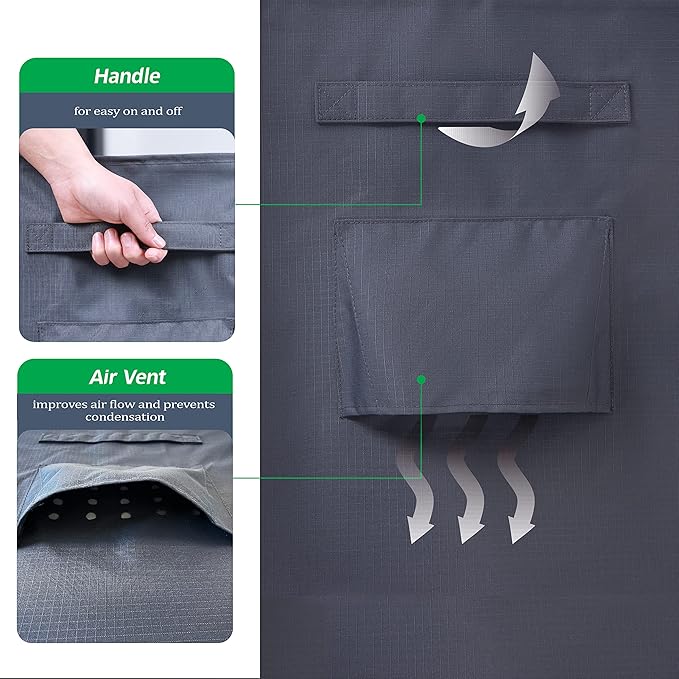 F&J Outdoors Patio Furniture Covers, Heavy Duty Tear Resistant Waterproof UV Resistant Windproof Extra Large Furniture Cover, Grey, 130" Dia x 35" H