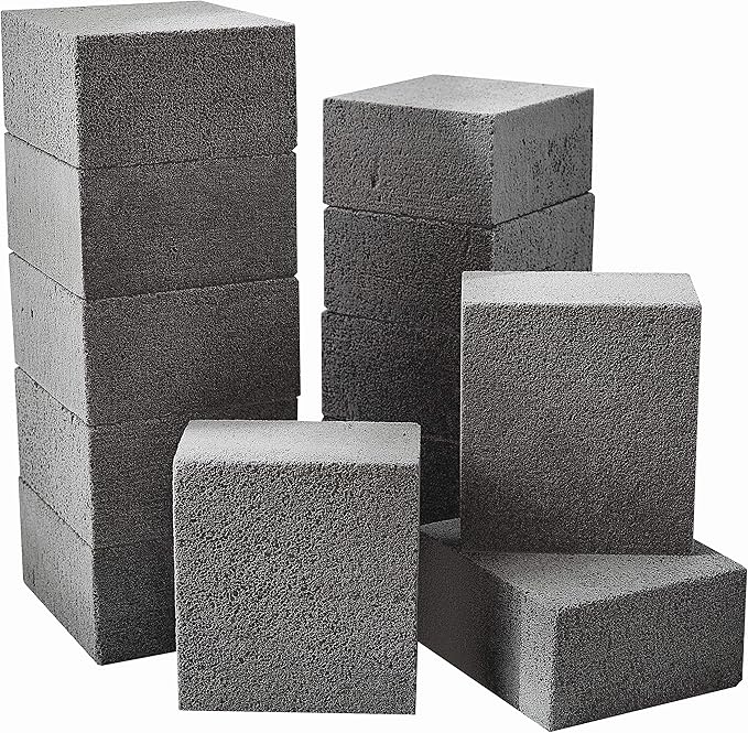 Heavy Duty, Non-Toxic Black Grill Brick Cleaner 12 Pack Reusable Chemical Free BBQ Pumice Cleaning Block for Flattops, Grills and Griddles. Non Scratch Grillstone is the Perfect Barbecue Scouring Tool