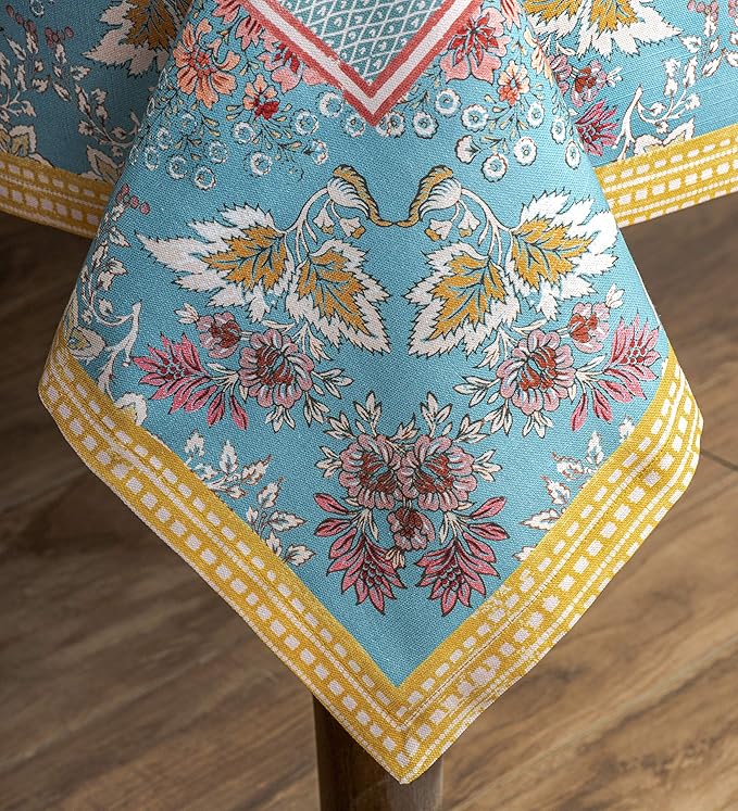 Maison d' Hermine Table Cloth Rectangle Table 100% Cotton 60 x 108 Inches Tablecloth Reusable Decorative Everyday Use for Dining Room, Farmhouse, Home Party, Festive & Wedding Spring Summer - Marquise