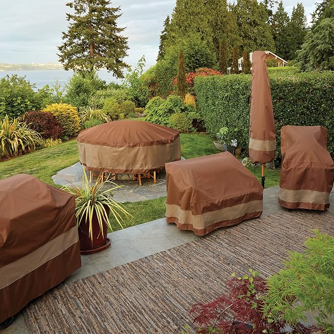 Duckcovers Ultimate Waterproof Rectangular/Oval Patio Table with Chairs Cover, 94 Inch