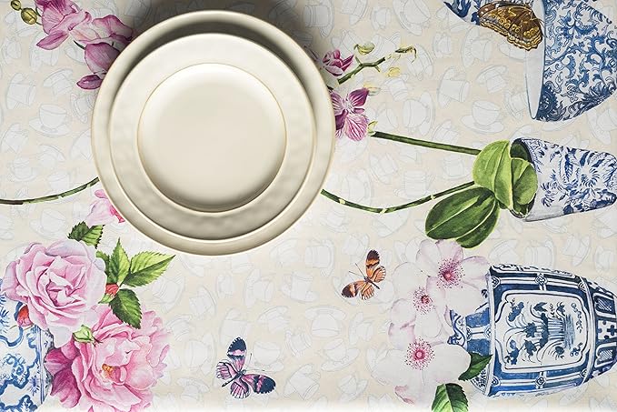 Maison d' Hermine Table Cloth Rectangle Table 100% Cotton 54 x 72 Inches Tablecloth Reusable Decorative Everyday Use for Dining Room, Farmhouse, Home, Party, Festive & Wedding Spring Summer - Canton