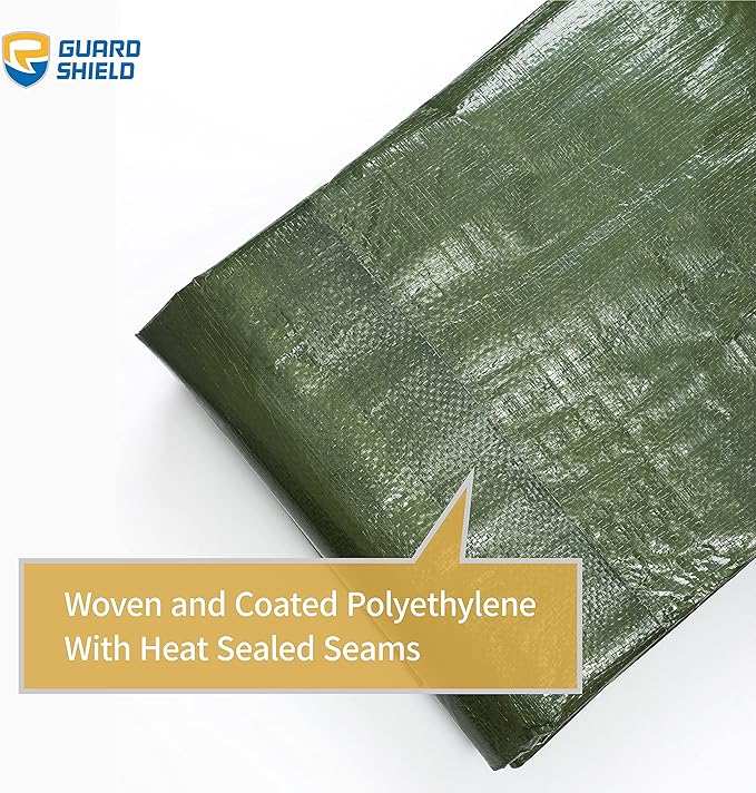 GUARD SHIELD Green Tarp Waterproof 20x40 Feet Medium Duty All Purpose Poly Tarps Cover 7mil