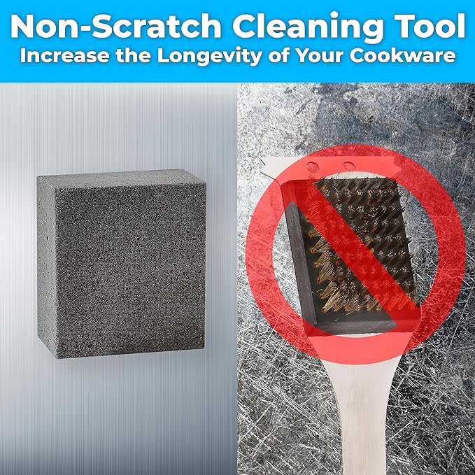Heavy Duty, Non-Toxic Black Grill Brick Cleaner 4 Pack Reusable Chemical Free BBQ Pumice Cleaning Block for Flattops, Grills and Griddles. Non Scratch Grillstone is the Perfect Barbecue Scouring Tool