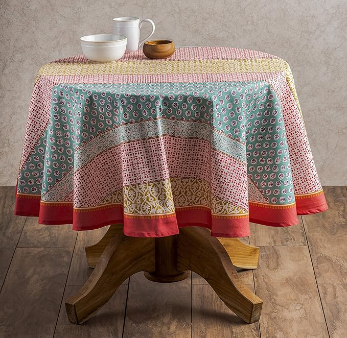 Maison d' Hermine Table Cloth Round Table 100% Cotton 63 Inches Tablecloth Reusable Decorative Everyday Use for Dining Room, Farmhouse, Home, Party, Festive & Wedding Spring Summer - Provence