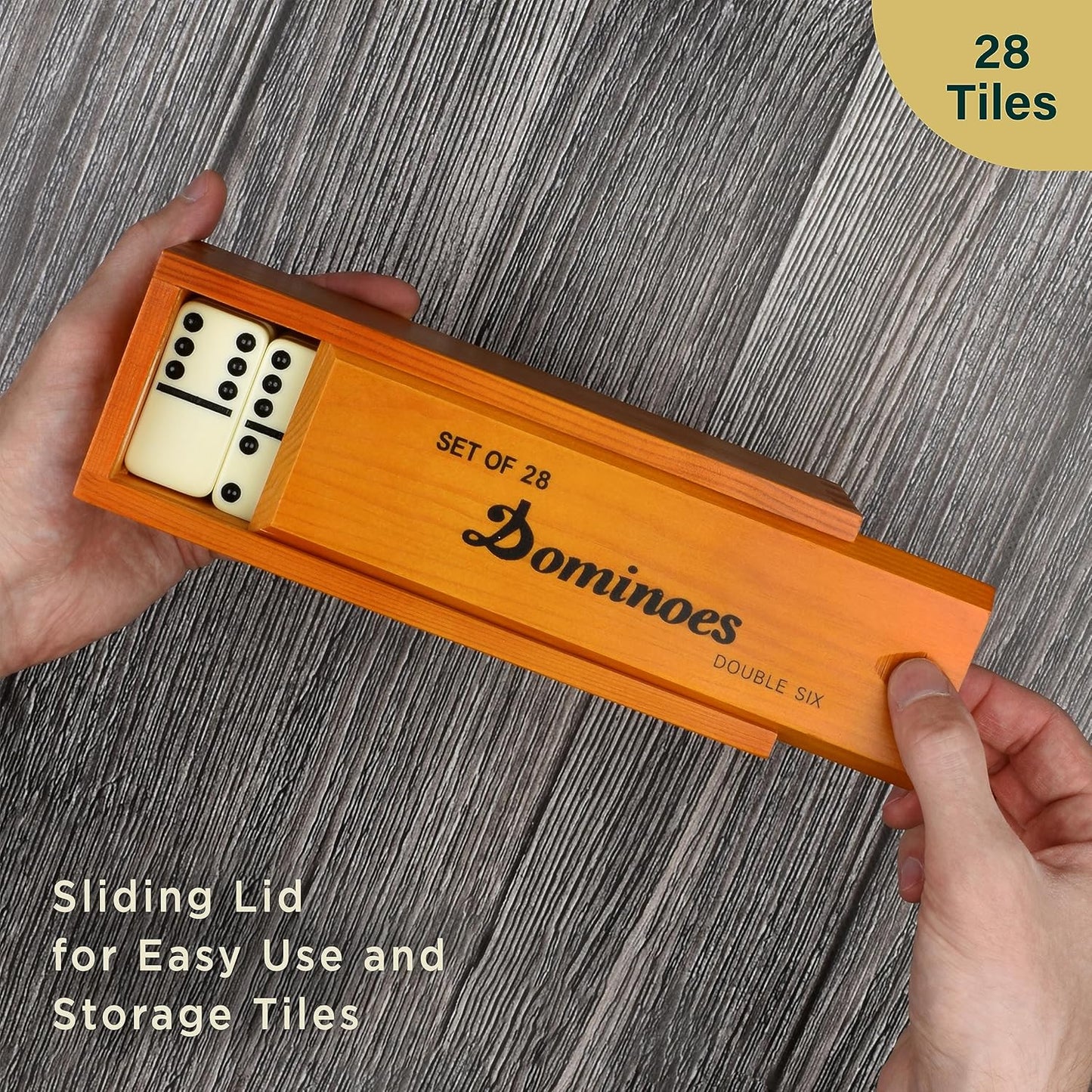 Queensell Jumbo Dominoes Set for Adults and Kids – Domino Set for Classic Board Games – Jumbo Dominoes Double 6 for Travel Games – Dominos Set for Adults 28 Tiles