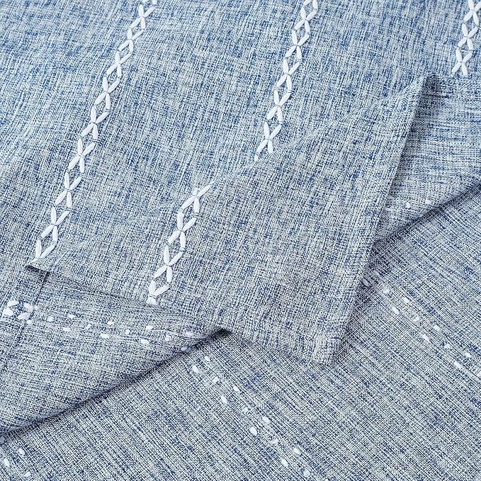 Chassic 60 x 84 inches Farmhouse Style Linen tablecloths, Wrinkle Resistant Washable Dining Room Table Cloths for Rectangle Tables - Blue
