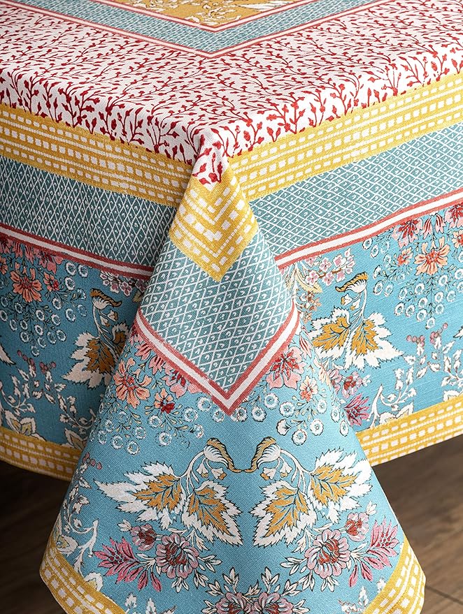 Maison d' Hermine Table Cloth Rectangle Table 100% Cotton 54 x 72 Inches Tablecloth Reusable Decorative Everyday Use for Dining Room, Farmhouse, Home, Party, Festive & Wedding Spring Summer - Marquise