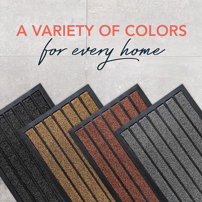ubdyo Extra Durable Door Mat - Dirt Trapping Outdoor Welcome Mats - Non-Slip Outdoor Indoor Entrance - Low Profile Front Doormat (32" x 20", Bright Burgundy)