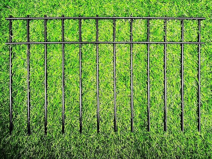 Adavin Small or Medium Animal Barrier Fence, 15 Pack Black 20 In(L)X12 In(H) Dog Digging Fence Barrier, Dog Rabbit Fences Protector,Outdoor Pet Metal Fences Panel Ground Stakes for Yard.Total 25 Ft(L)
