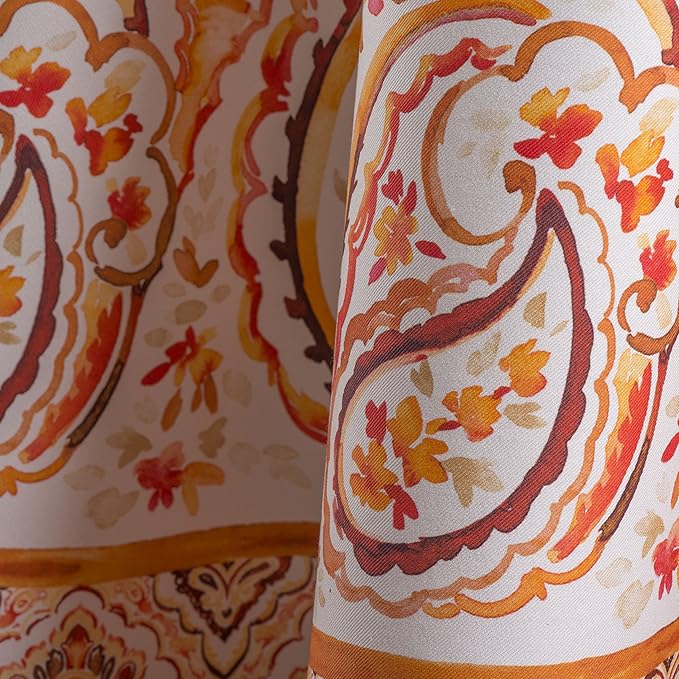 Maison d' Hermine Table Cloth Round Table 100% Cotton 69 Inches Fall Tablecloth Reusable Everyday Use for Thanksgiving Christmas Decorations Dining Farmhouse Party (Palatial Paisley)