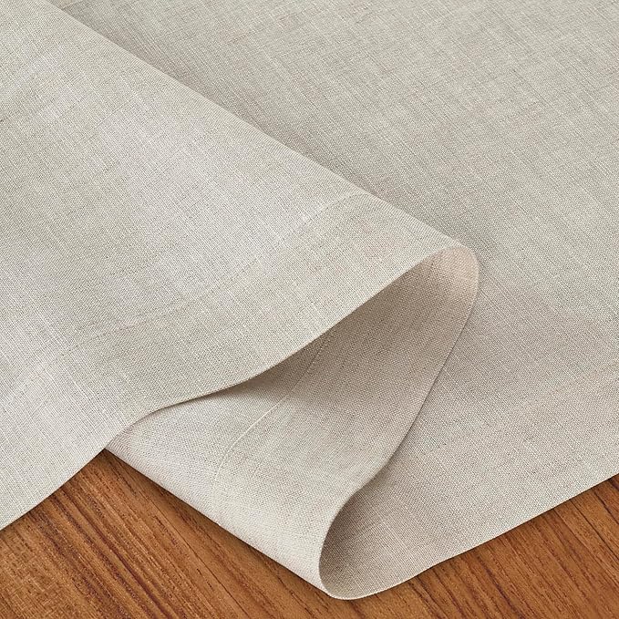 D'Moksha Homes Linen Light Natural Table Runner 132 Inches Long - 100% Pure Linen Extra Long Table Runner 14 x 132 Inch for Valentines, Holiday - Machine Washable