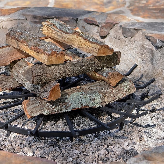 SteelFreak Wagon Wheel Firewood Grate for Fire Pit - Made in The USA (16 Inch)
