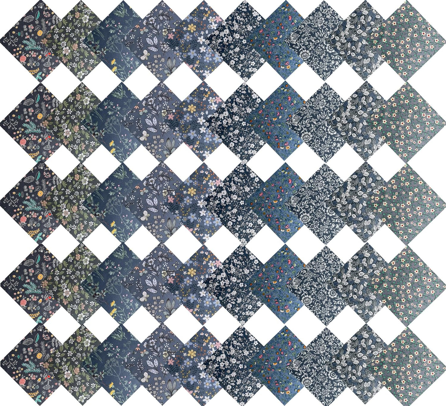 HANPATQUI 50PCS 8 x 8 inch Grey Printed 100% Cotton Fat Quarters Fabric for Sewing and Quilting Bundles Precut Fabric Square for DIY Craft Patchwork