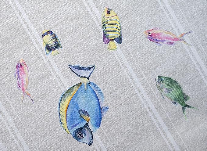 Maison d' Hermine Table Cloth Rectangle Table 100% Cotton 60 x 90 Inches Tablecloth Reusable Decorative Everyday Use for Dining Room, Farmhouse, Home, Party, Festive & Wedding Spring Summer - Poisson
