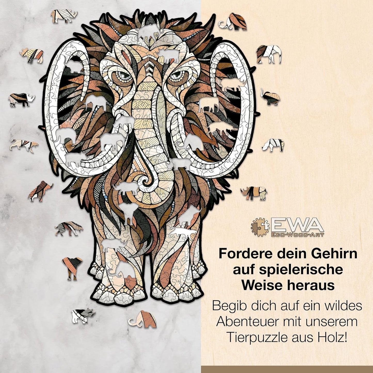 EWA Home Décor – Lion Medium 100 Pieces – Wooden Jigsaw Puzzle for Adults – Perfect for Artistic Home Decoration and Mindful Relaxation