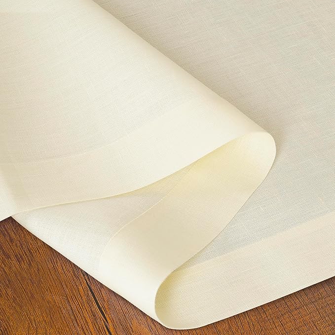 D'Moksha Homes Linen Cream Table Runner 72 Inches Long - 100% Pure Linen 14 x 72 Inch Table Runner for Dining, Winter, Holiday - Machine Washable
