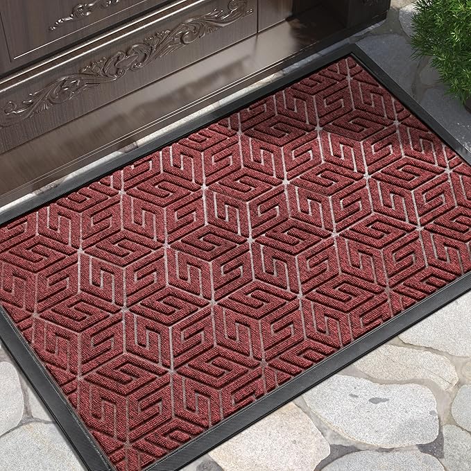 Yimobra Doormat Outdoor Entrance 29.5x17, All-Weather Waterproof Outdoor Mats for Front Door, Non Slip Welcome Door Mat for Patio Proch Outside Entryway Indoor, Red