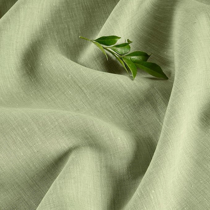 Solino Home Linen Table Runner 120 Inches Long - Athena, 100% Pure Linen Chambray Olive Table Runner 14 x 120 Inch for Dining, Spring, St Patricks Day